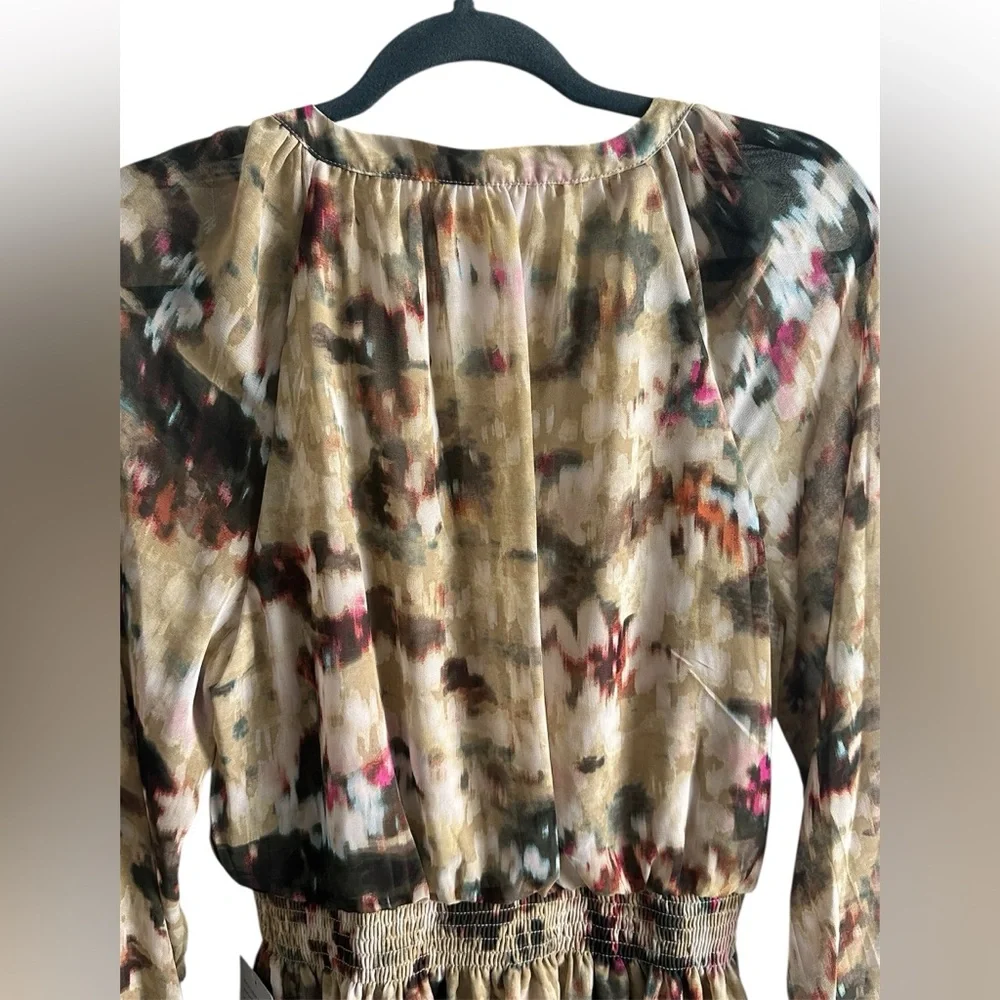 Socialite Multicolor Long Sleeve Ruffle Tiered Dress Size Medium NWT